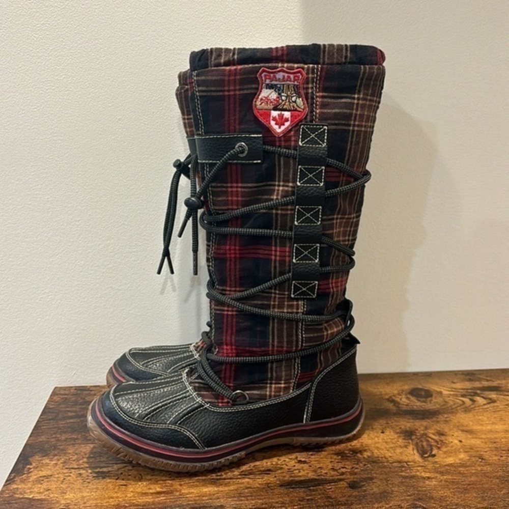 Pajar red quilted tall knee high boots fur lined  size 7.5 EU 38